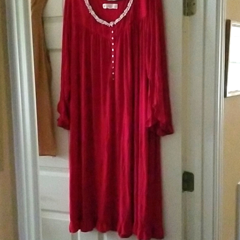 Eileen West 2X red mid-length modal nightgown